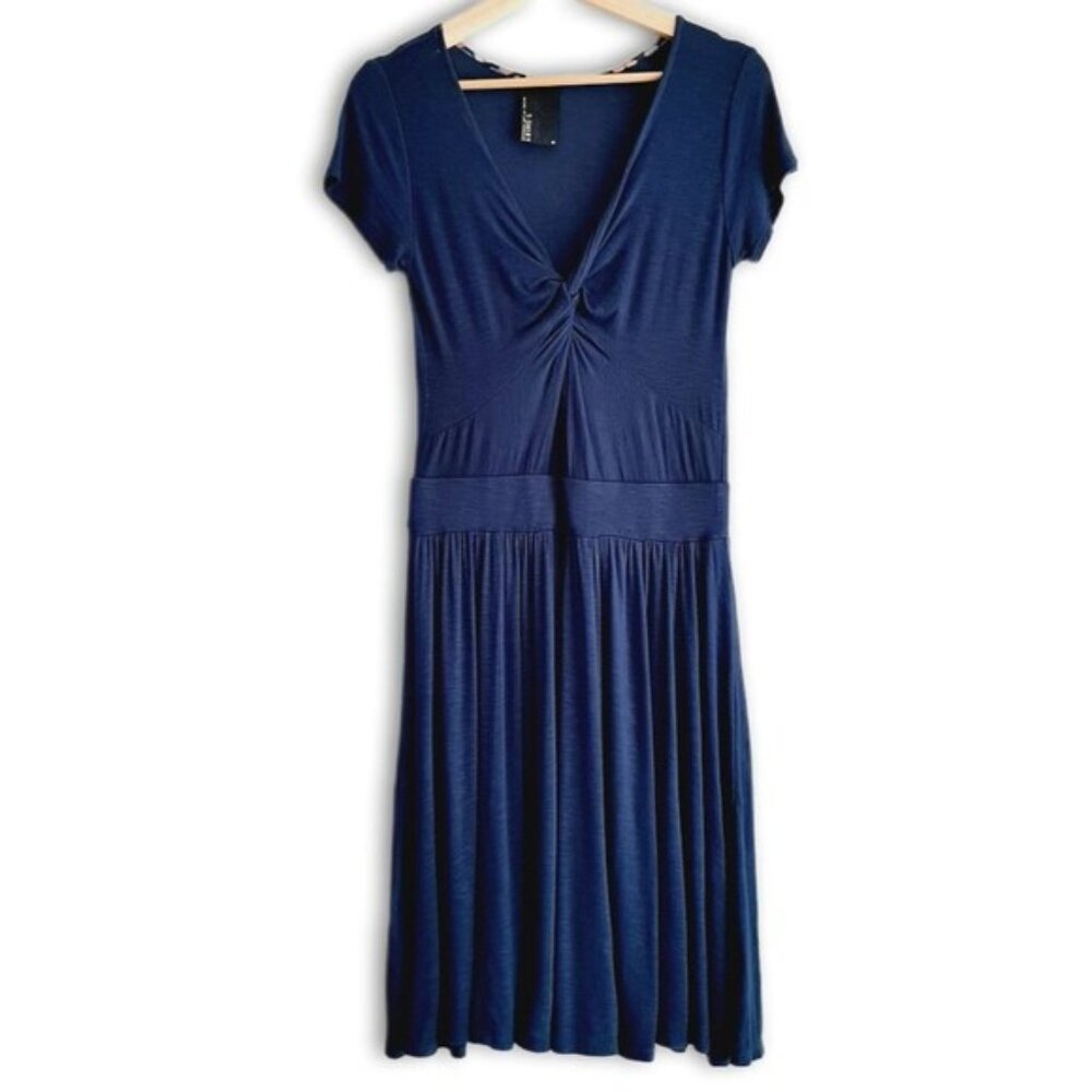 DOLAN | Anthropologie Twist Front Soft T-Shirt Dress Knee Length Blue M Flawed